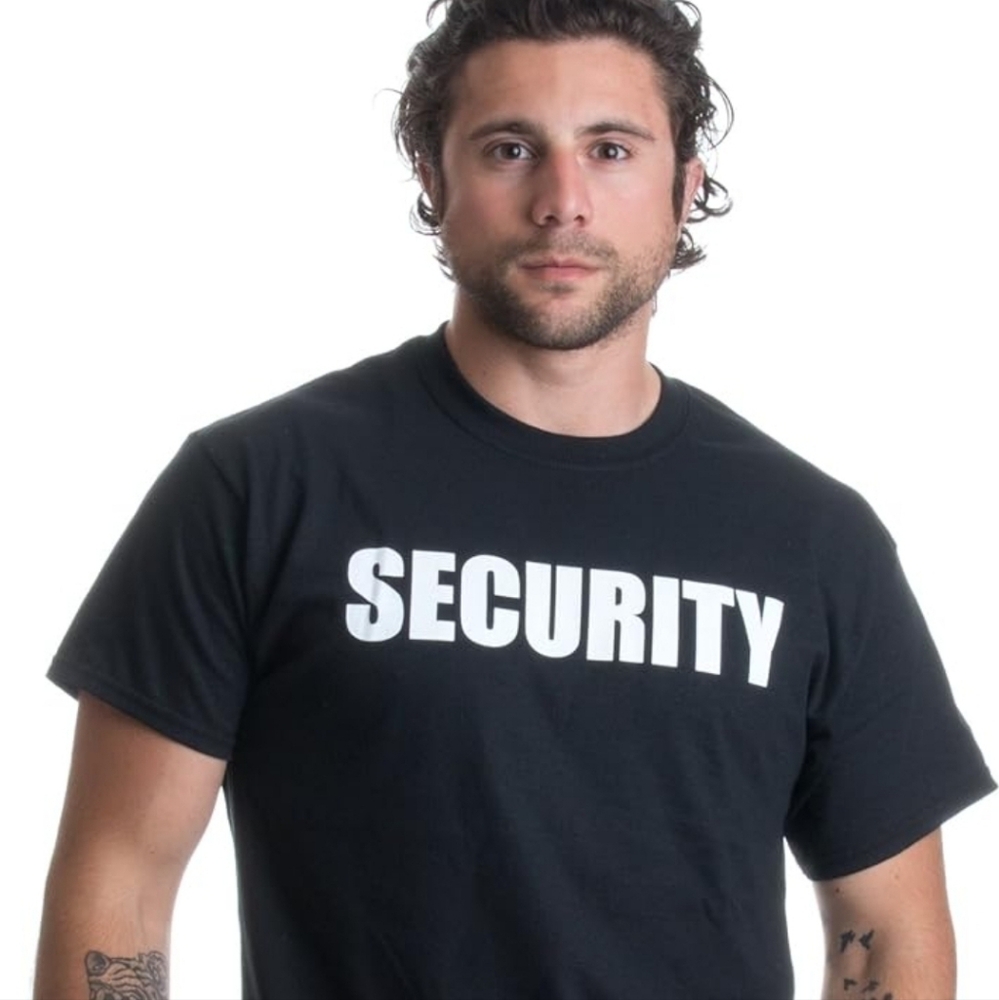 4/$15 Black Security T-Shirt Novelty Mens Shirt XXXl Tall